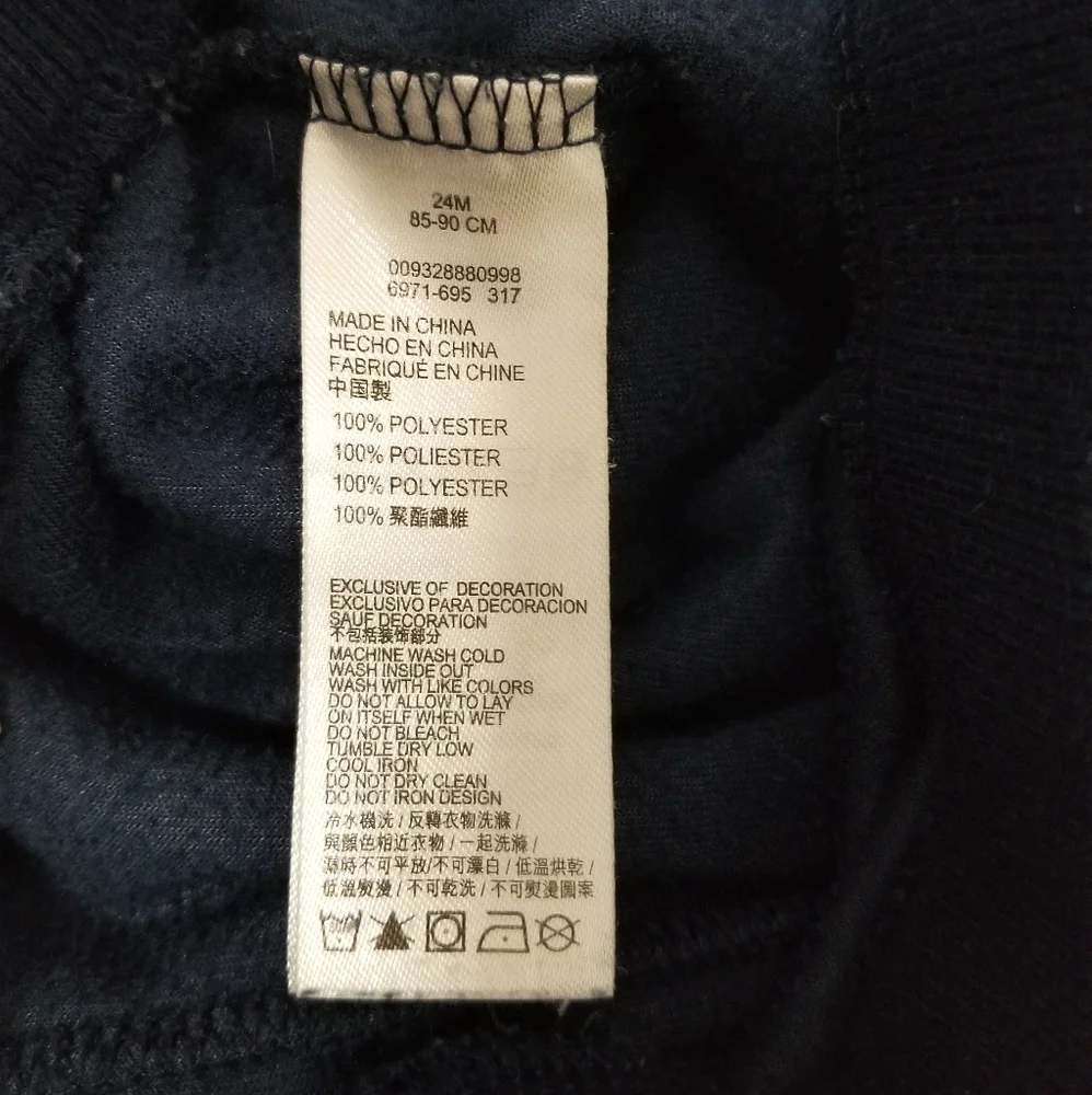 Converse Toddler Unisex Joggers Navy Blue Velour Baby 24mo